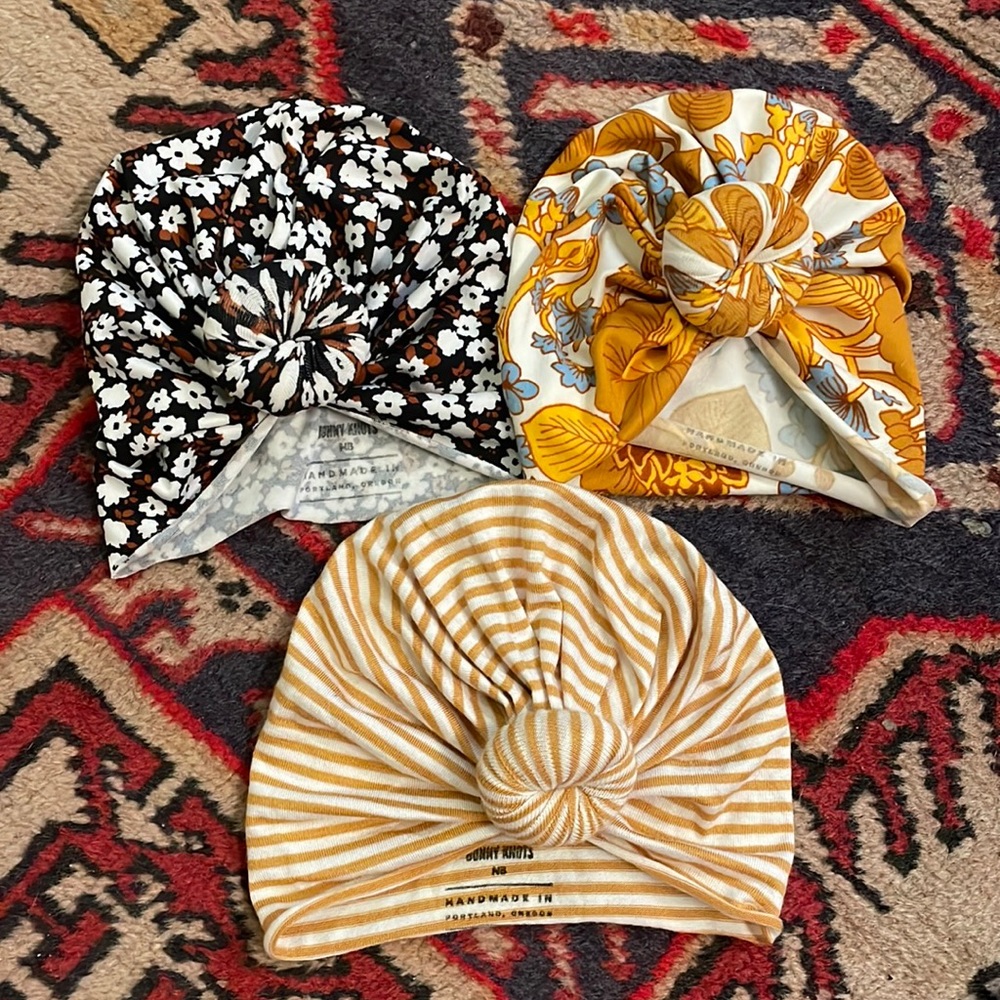 3 Bunny Knots Headwraps Size NB (0-3 months)